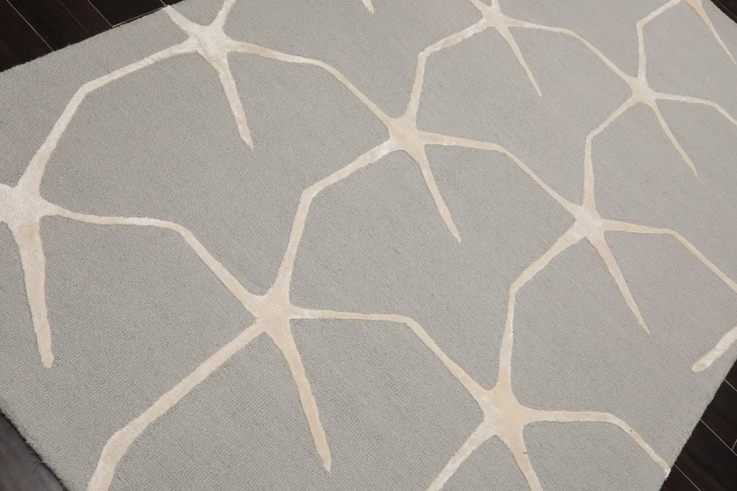 5' x8' Hand Tufted Hand Made 100% Wool Designer Modern & Contemporary  Oriental Area Rug Gray,Ivory Color